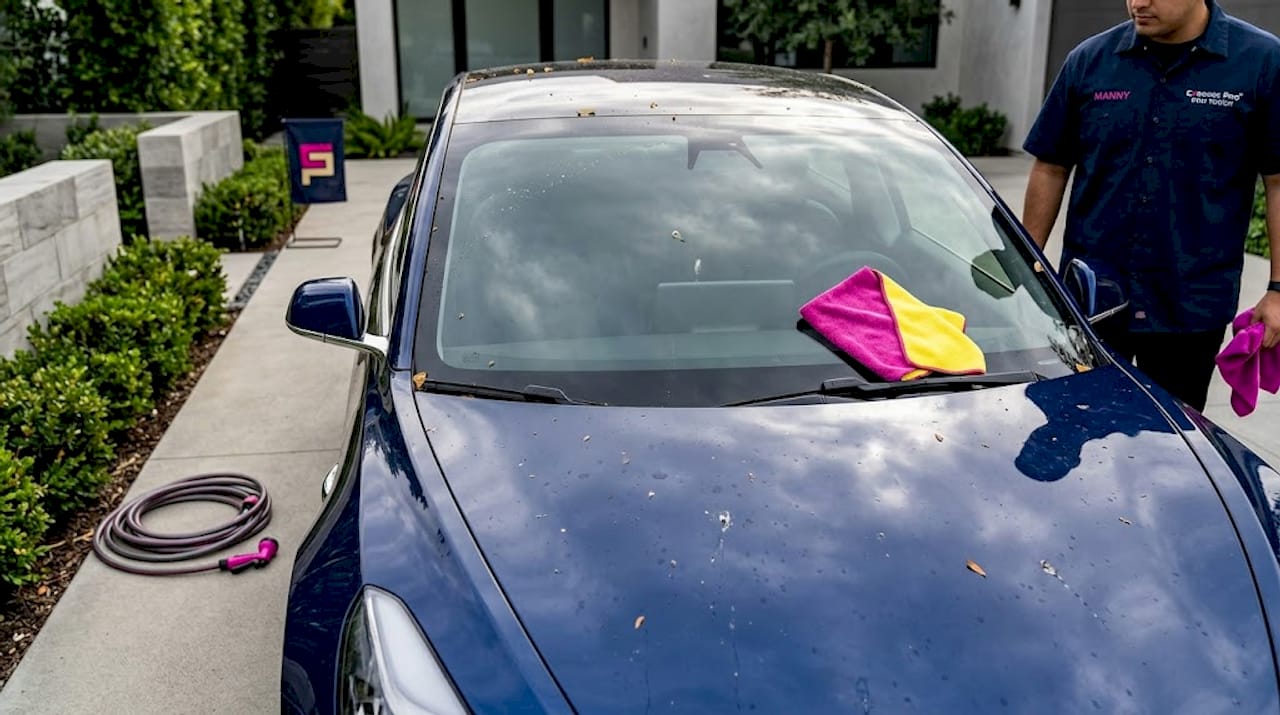 Sedan with paint damage from environment