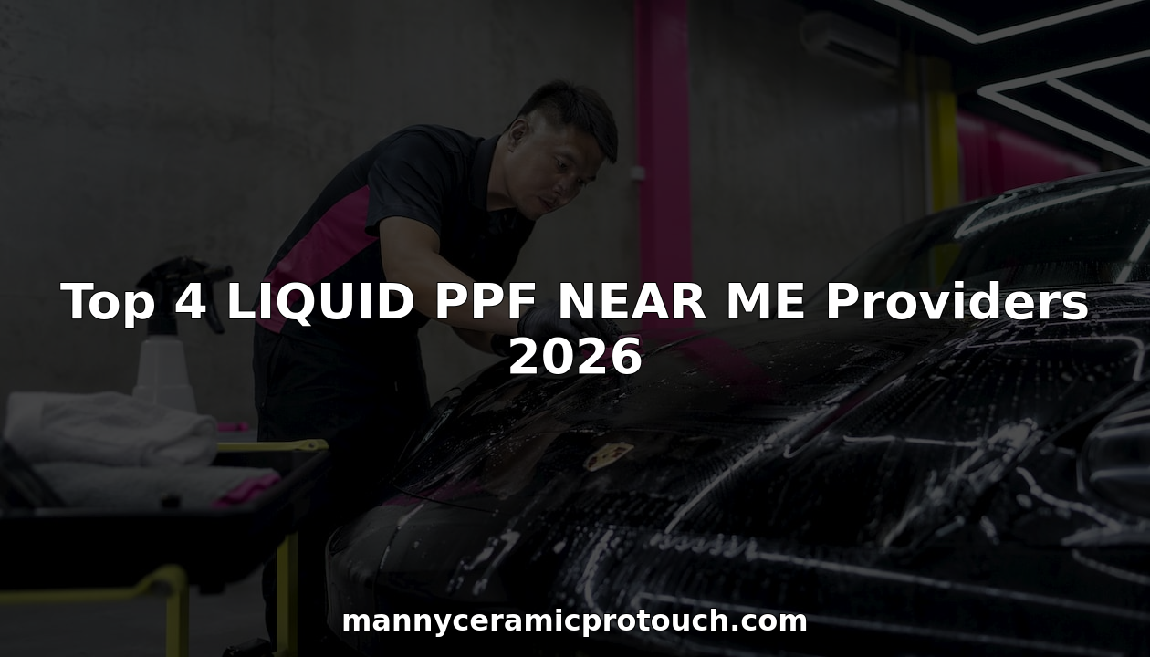 Technician applying liquid paint protection film on car hood