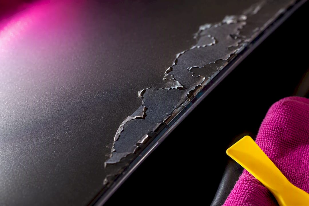 Peeling clear coat on vehicle panel